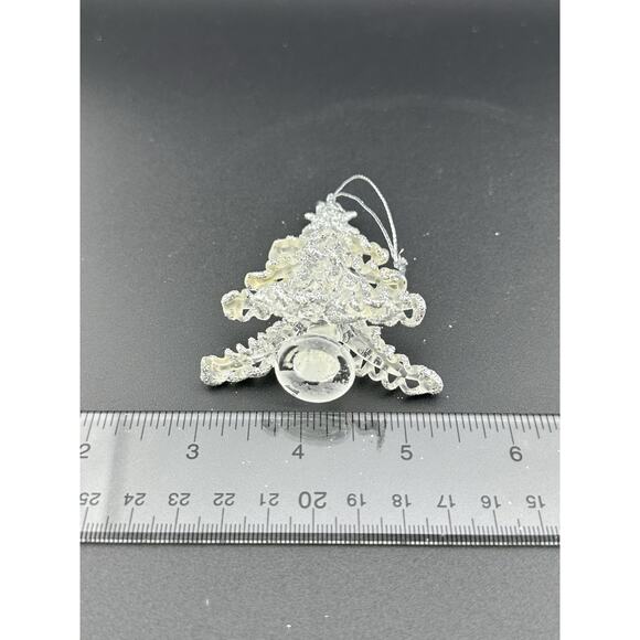 Vintage Hand Spun Glass Christmas Tree Ornament 3" Silver Accents Frosted NIB - Picture 9 of 9